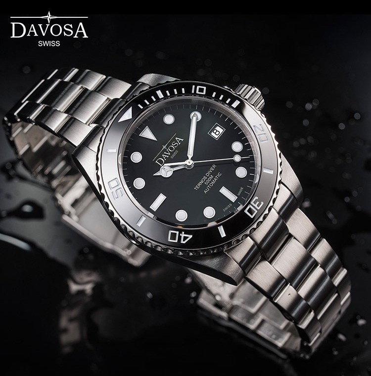 瑞士迪沃斯（DAVOSA）-Diving 潜水系列 Ternos特勒斯 Pro-Black 专业防水500M 16155650 机械男表（已绝版） 