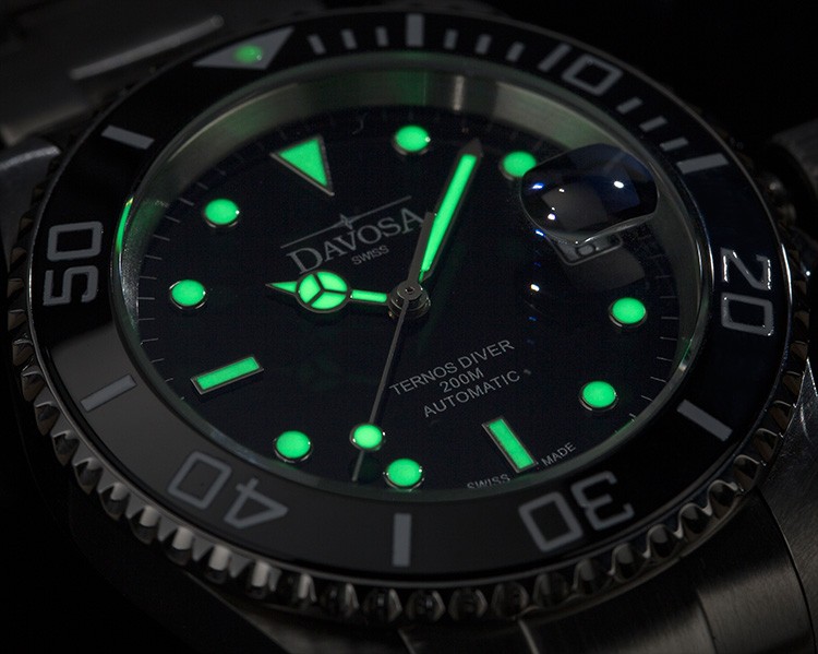 瑞士迪沃斯（DAVOSA）-Diving 潜水系列 Ternos特勒斯 Pro-Black 专业防水500M 16155650 机械男表（已绝版） 