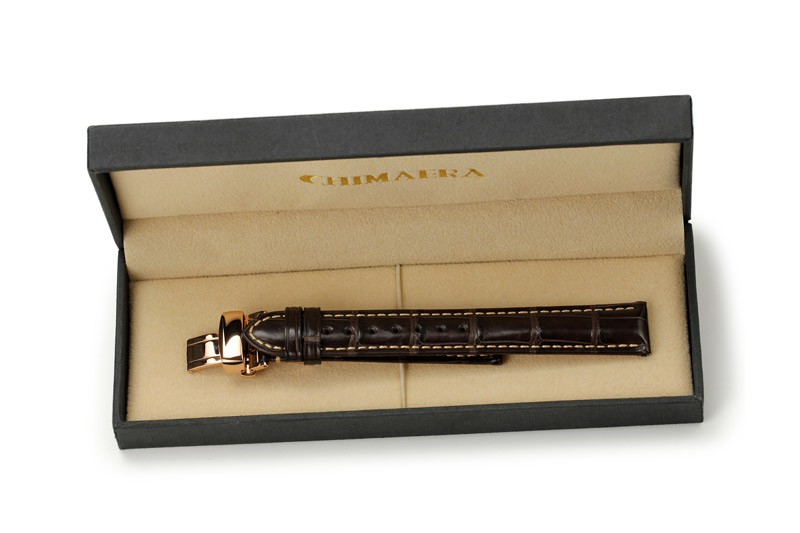 美国时尚品牌Chimaera 美洲鳄系列 CE-18-05-BK50M 鳄鱼皮竹节纹表带