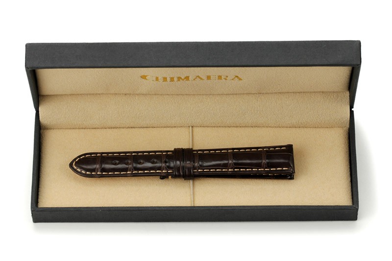 美国时尚品牌Chimaera 美洲鳄系列 CE-18-05-W 鳄鱼皮竹节纹表带
