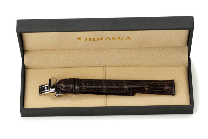 美国时尚品牌Chimaera 美洲鳄系列 CE-18-06-BK50 鳄鱼皮竹节纹表带