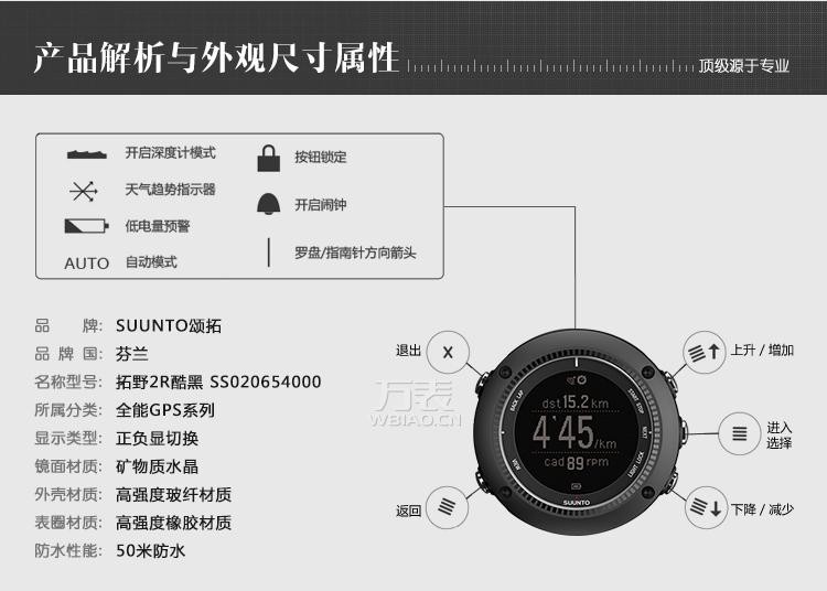 颂拓Suunto- Ambit 拓野系列 SS020655000 高端户外智能腕表