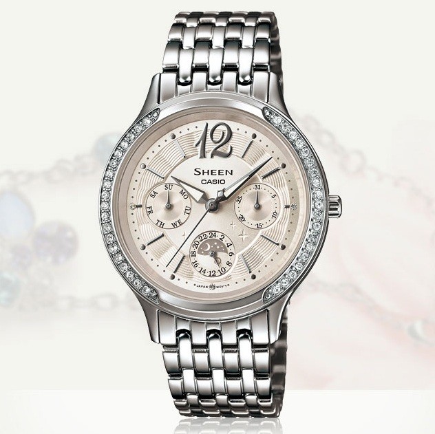 卡西欧SHEEN系列 SHE-3030D-7AUPR防水时尚石英女士手表