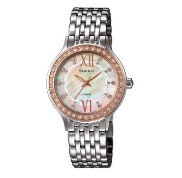 卡西欧SHEEN系列 SHE-4041D-7AUPR防水时尚石英女士手表