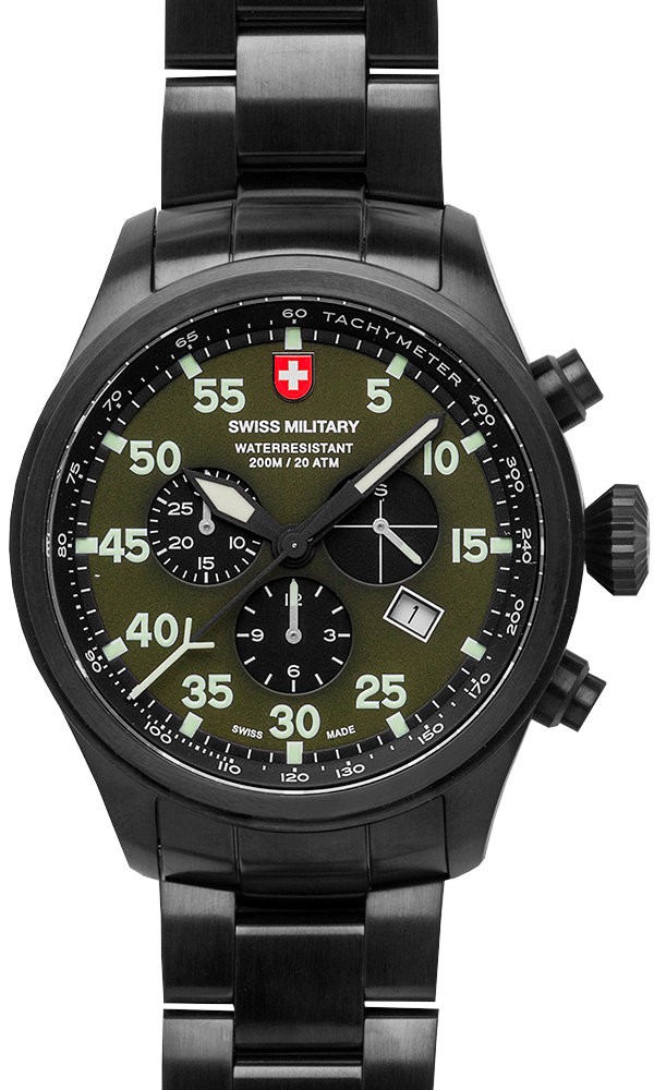 瑞士军表SWISS MILITARY-AIRFORCE 空军系列 HAWK NERO 黑鹰-墨绿 2732 军事级别飞行员表