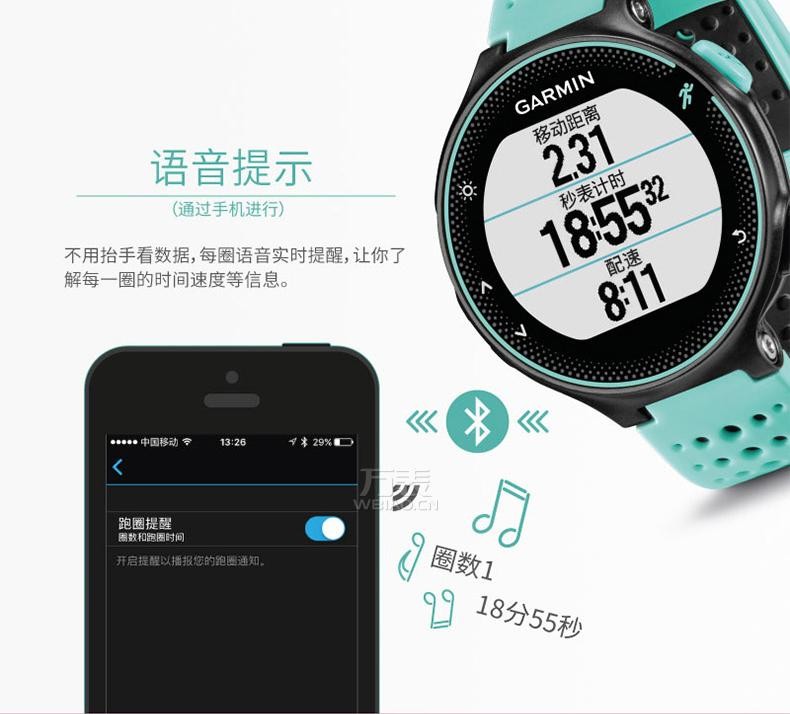 佳明Garmin-Forerunner系列 Forerunner 235 钛合金表带 多功能GPS户外手表