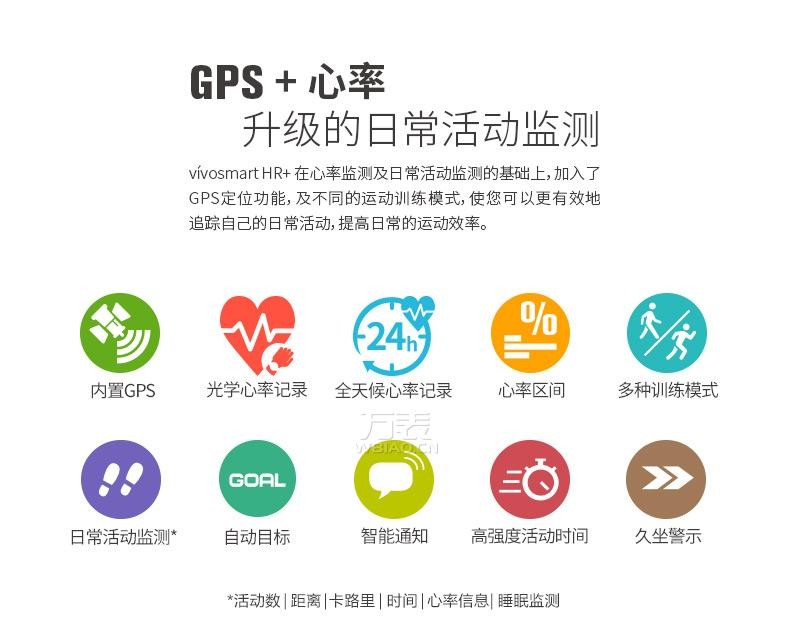 佳明Garmin-vivo系列  vivo smartHR+ 多功能GPS户外手表（紫色款）