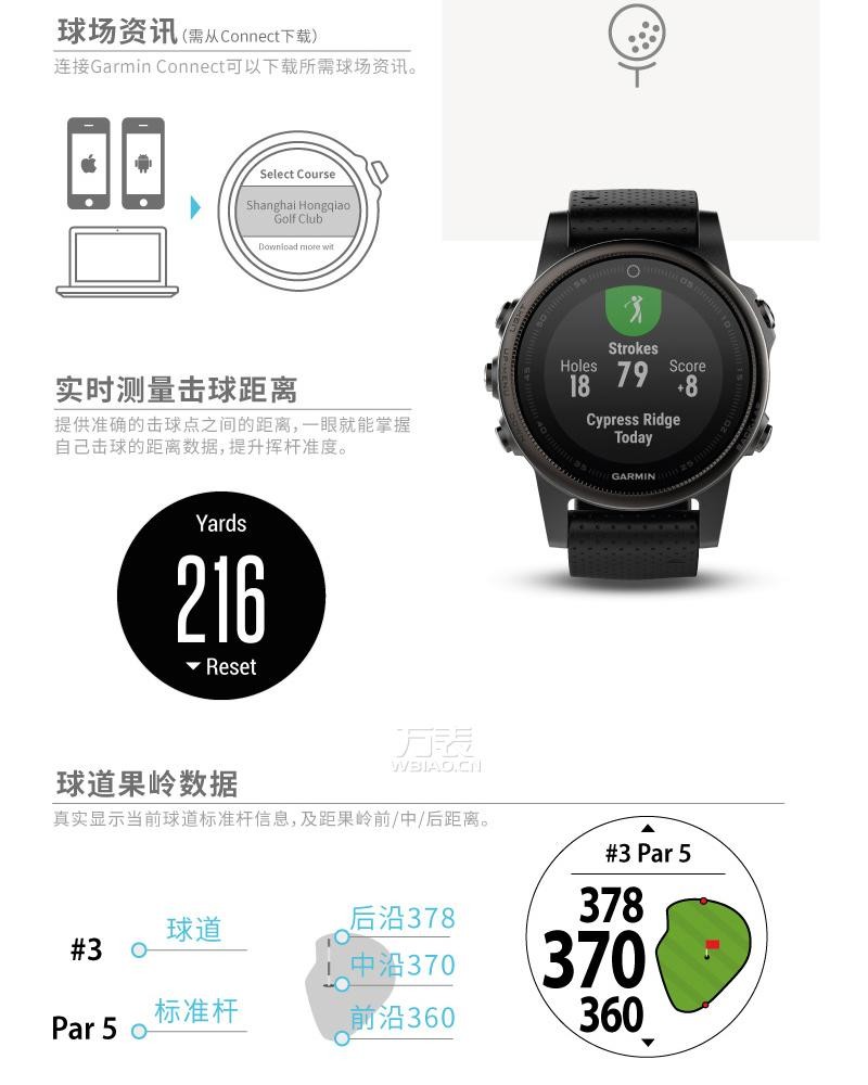 新品 佳明Garmin-Fenix5s系列 Fenix5s 英文蓝宝石 多功能GPS户外手表