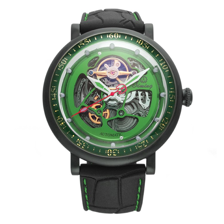 意大利品牌：天铭（Timing）8214SX-A（绿色表壳）镂空机械男表