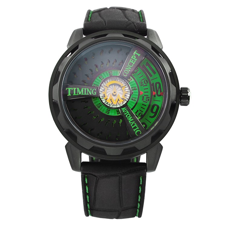 意大利品牌：天铭（Timing）8216SX（黑壳绿色内面）机械男表