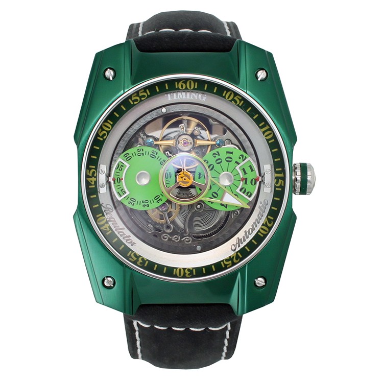 意大利品牌：天铭（Timing）8215SX-B（绿壳绿盘）机械男表