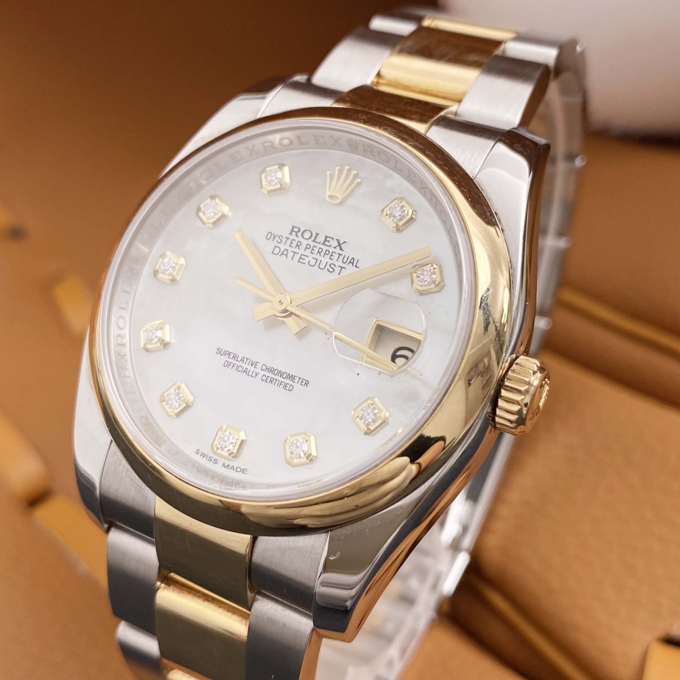 二手95新劳力士116203白贝母盘镶钻手表价格,值多少钱?