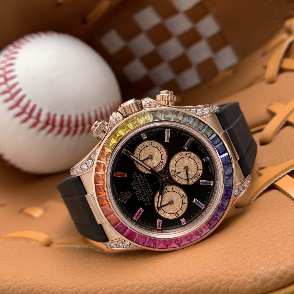 二手95新劳力士116515后镶彩虹圈手表价格,值多少钱?