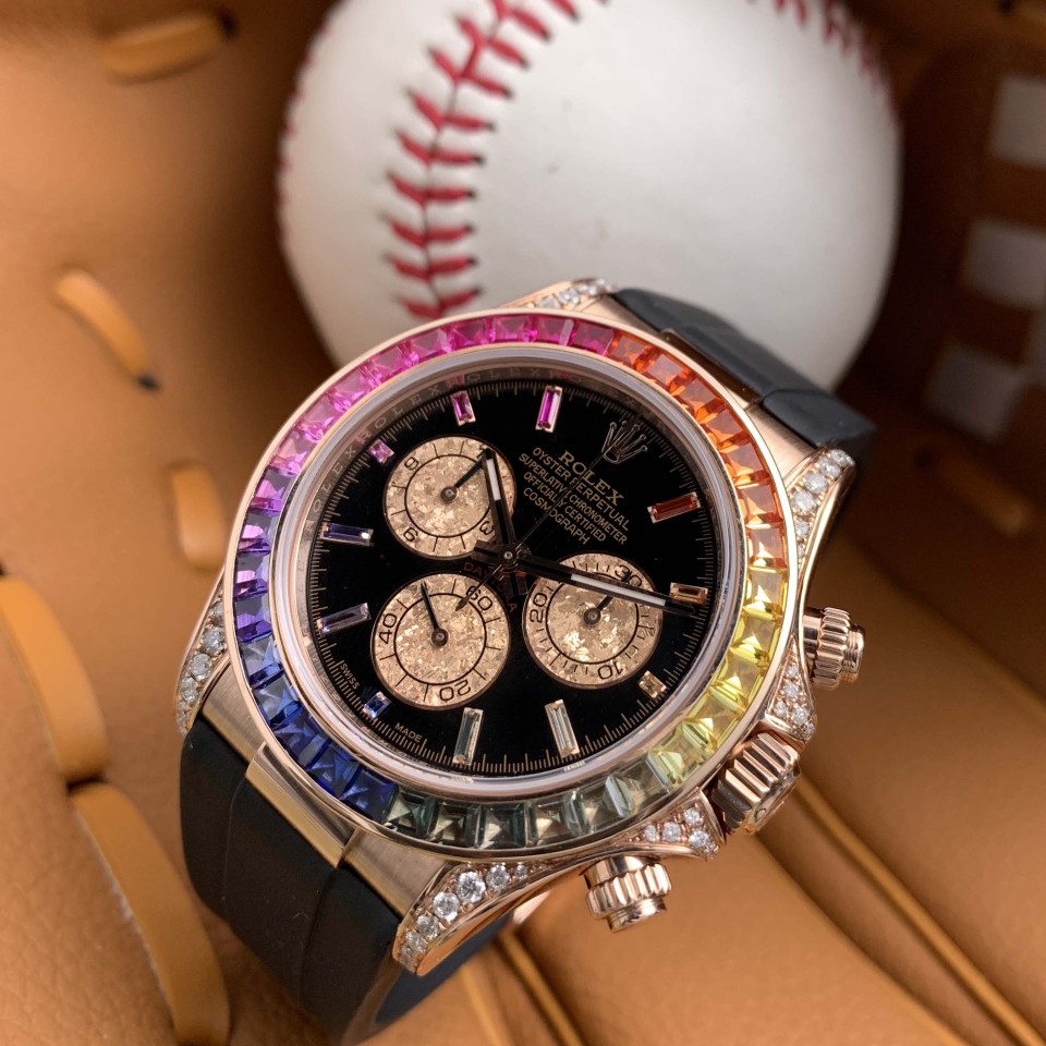 二手95新劳力士116515后镶彩虹圈手表价格,值多少钱?