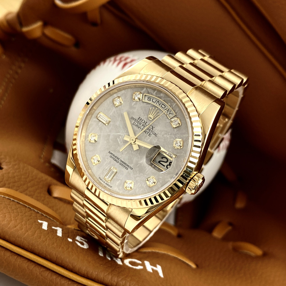 二手95新劳力士118238陨石盘镶钻手表价格,值多少钱?